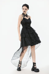 Black Sleeveless Multi-Layered Lace Women's Gothic Fishtail Slip Dress Graduation Dress - Product - 8