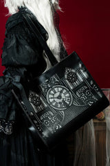 Black [Clock Tower] Printed Gothic Lolita Handbag - Product - 4