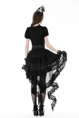 Black Multi-Layered Ruffled Lace Irregular Women's Gothic Swallow Tail Skirt - Product - 4