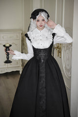 Black Cross Snake Pattern Print Embroidery Gothic Lolita Strap Dress - Product - 10