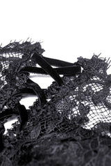 Black Long Puff Sleeves Spliced Lace Lace-Up Women's Gothic Vintage Velvet Wedding Dress - Product - 15