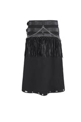 Black Irregular Double Belt Tassels Men's Gothic Skirt - Product - 8