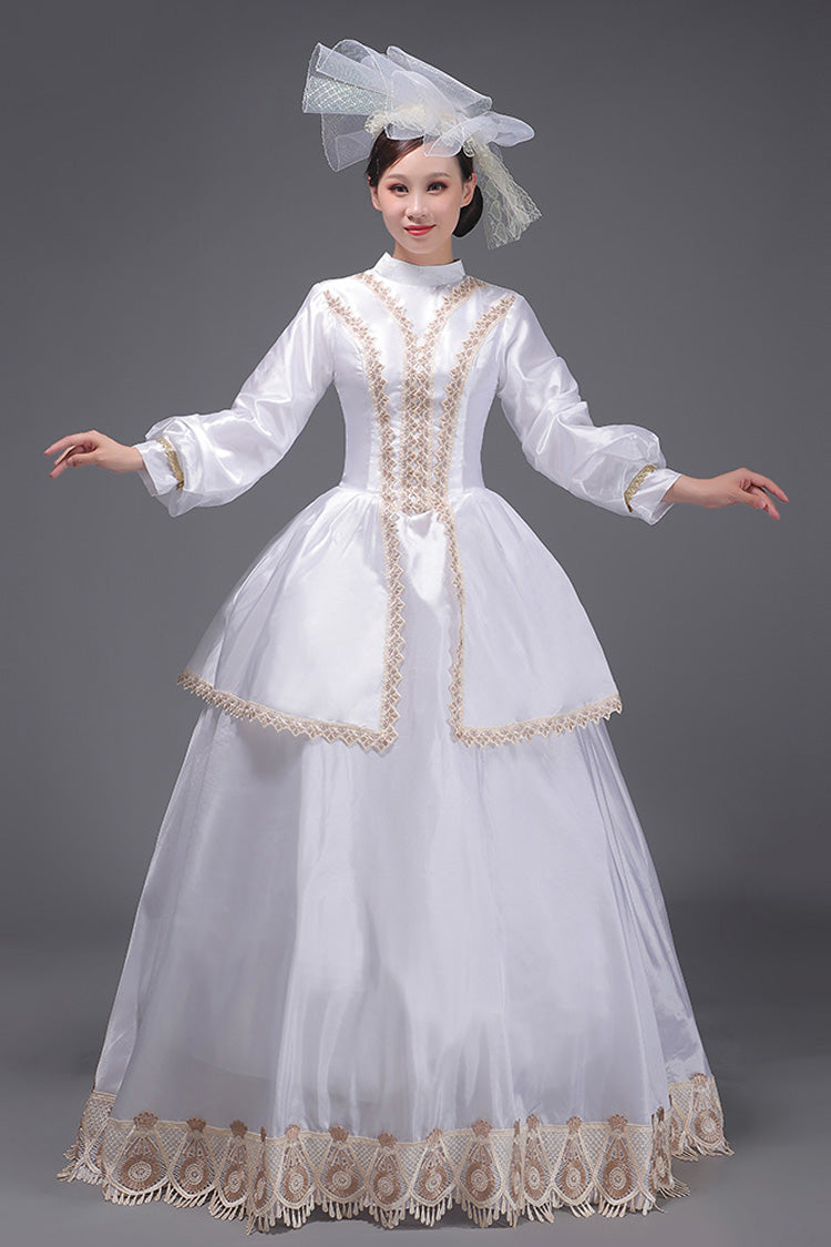White European Court Long Sleeves Embroidery Sweet Vintage Victorian Dress - Product - 2