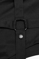 Black Stand Collar Long Sleeves Straps Women's Punk Cape - Product - 6