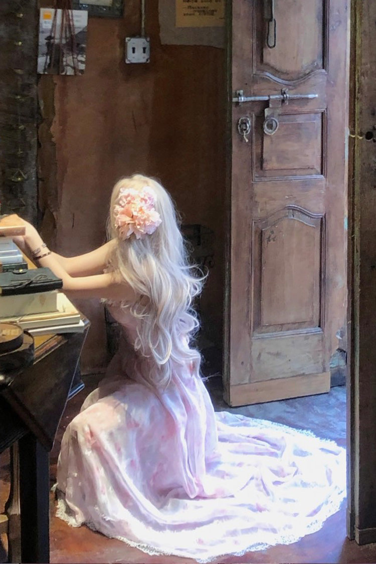 Pink [Sakura Trio] Sleeveless Double-Layered Ruffle Bowknot Lace Sweet Princess Lolita Jsk Dress - Product - 11