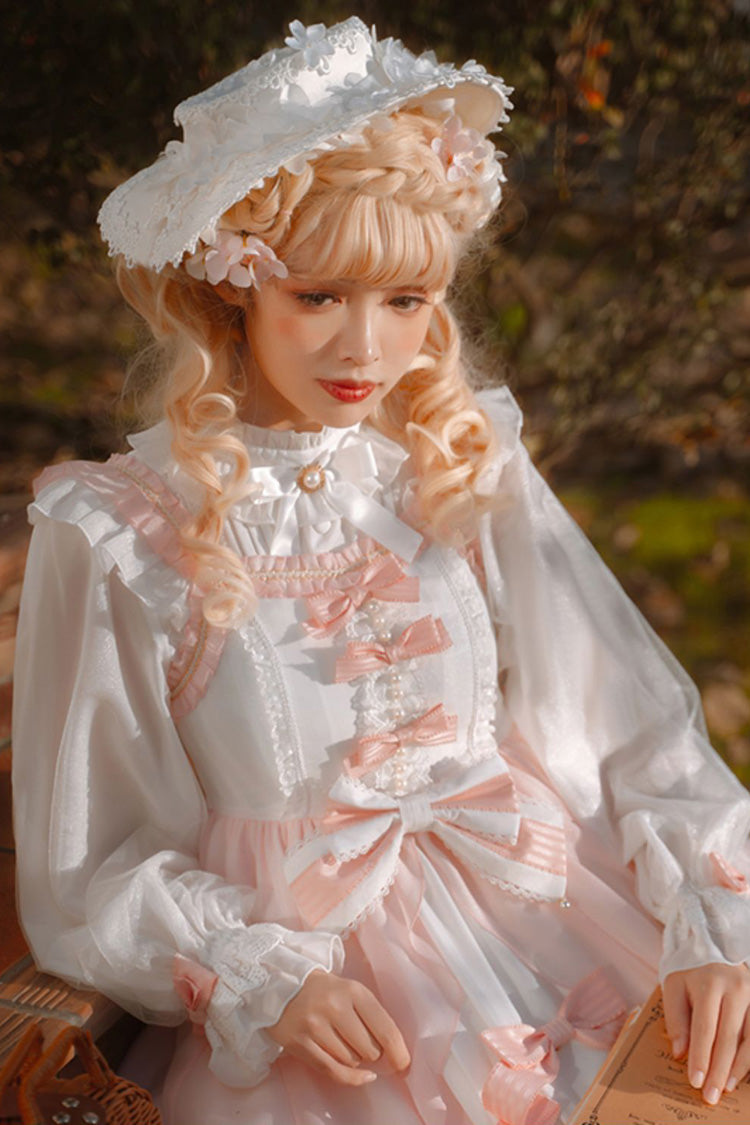 Pink Sleeveless Ruffle Cardigan Bowknot Lace Sweet Plus Size Lolita Jsk Dress - Product - 6