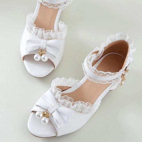 Pearl Pendant Bowknot Sweet Lolita Sandals - Product - 4