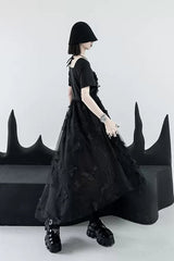 French Square Collar Short Sleeves Irregular Hem Long Gothic Lolita Dress - Product - 4