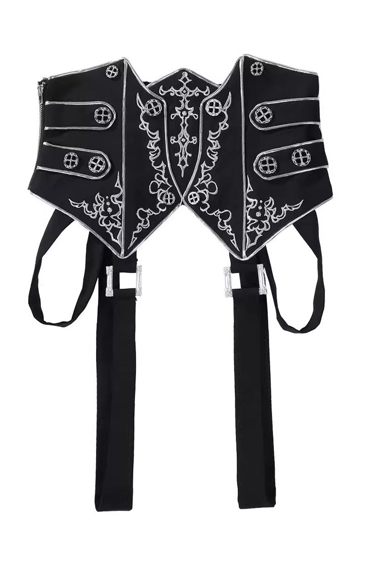 Black/White Embroidery Asymmetric Gothic Prince Handsome Ouji Lolita Set - Waistband(Only) - 15