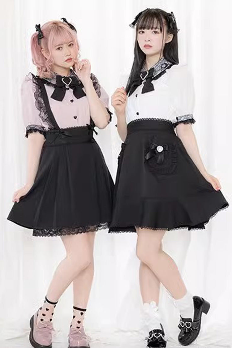 Doll Collar Short Sleeves Bowknot Sweet Jirai Kei Japanese Lolita Blouse 4 Colors - Product - 6
