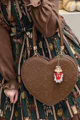 Coffee Heart‑Shaped Embossed Pattern Sweet Lolita Handbag/Crossbody - Product - 2
