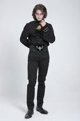 Black Embroidered Lace-Up Men's Gothic Accessory  Bat Embroidered Girdle - Black - 1