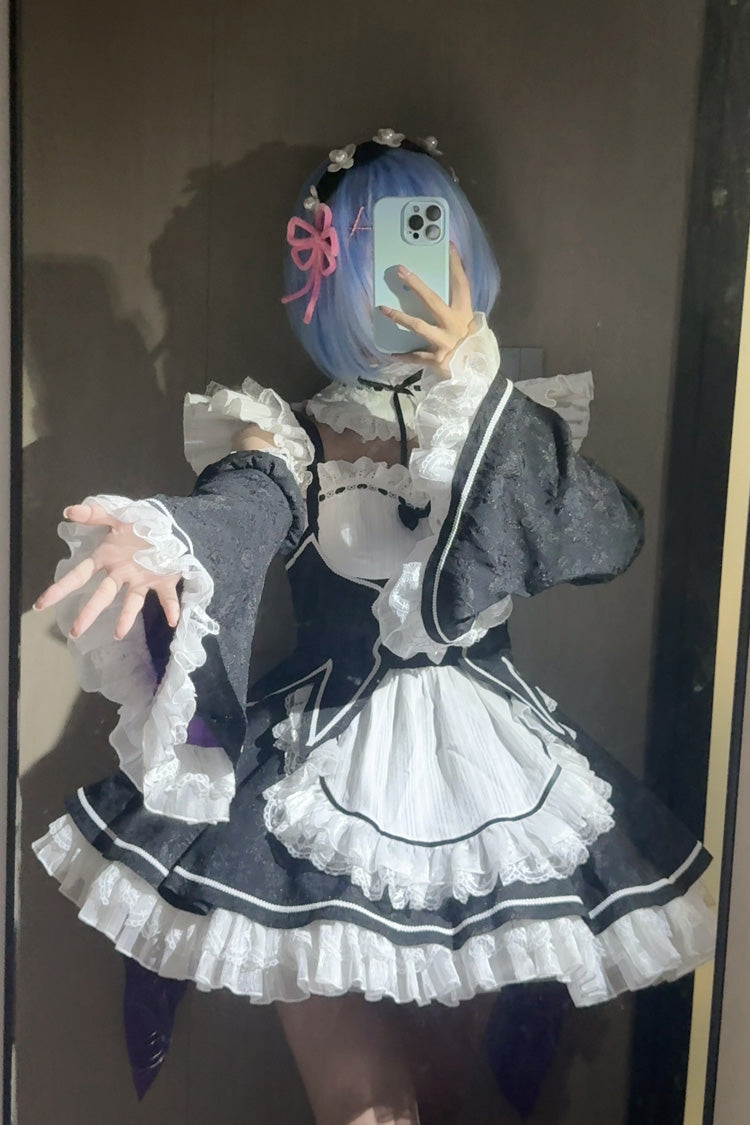 [Ram Rem] Ruffle Bowknot Sweet Japanese Lolita Jsk Dress Set 2 Colors - Product - 6