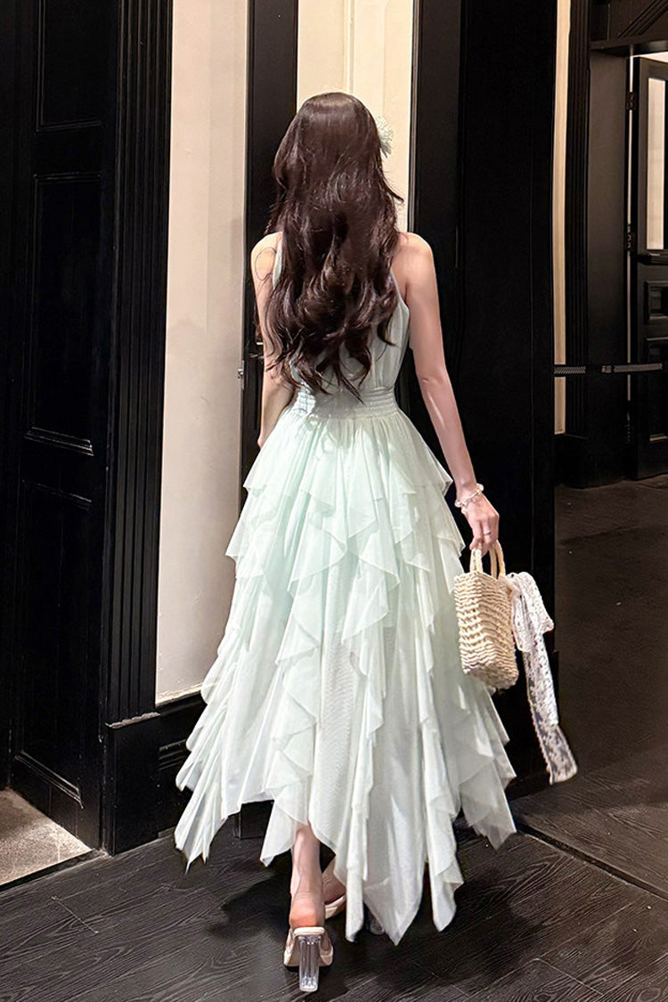 Light Green [Mist Bell] Halterneck Sleeveless Multi-Layered Ruffled Irregular Sweet Lolita Dress - Product - 3
