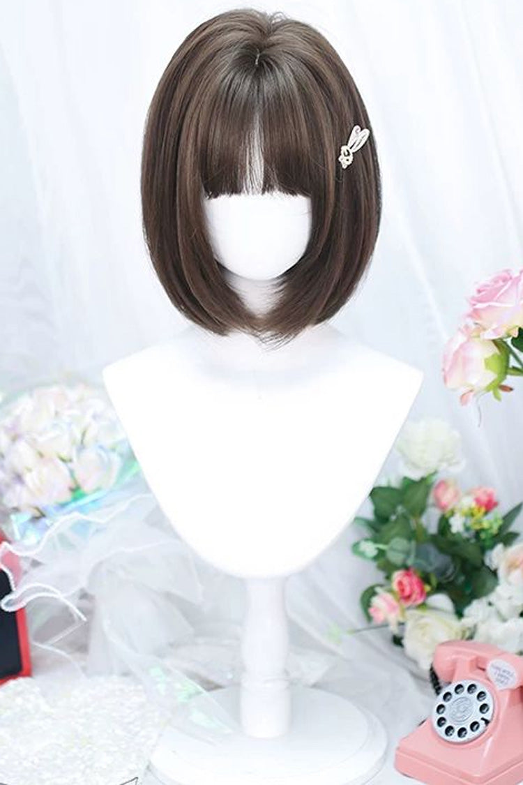 Sweet Lolita Stylish Girl Straight Short Bob Wig 2 Colors detail view 2