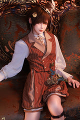 Brown Stripe Violin Print Ouji Lolita Set - Product - 4