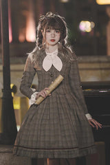 Princess Lost In The Fog Ruffle College Style Elegant Classic Lolita JSK Dress 2 Colors - Coffee - 17