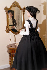 Black [Silent Words] Ruffle Bowknot Classic Lolita Jsk Push-Up Dress - Product - 13