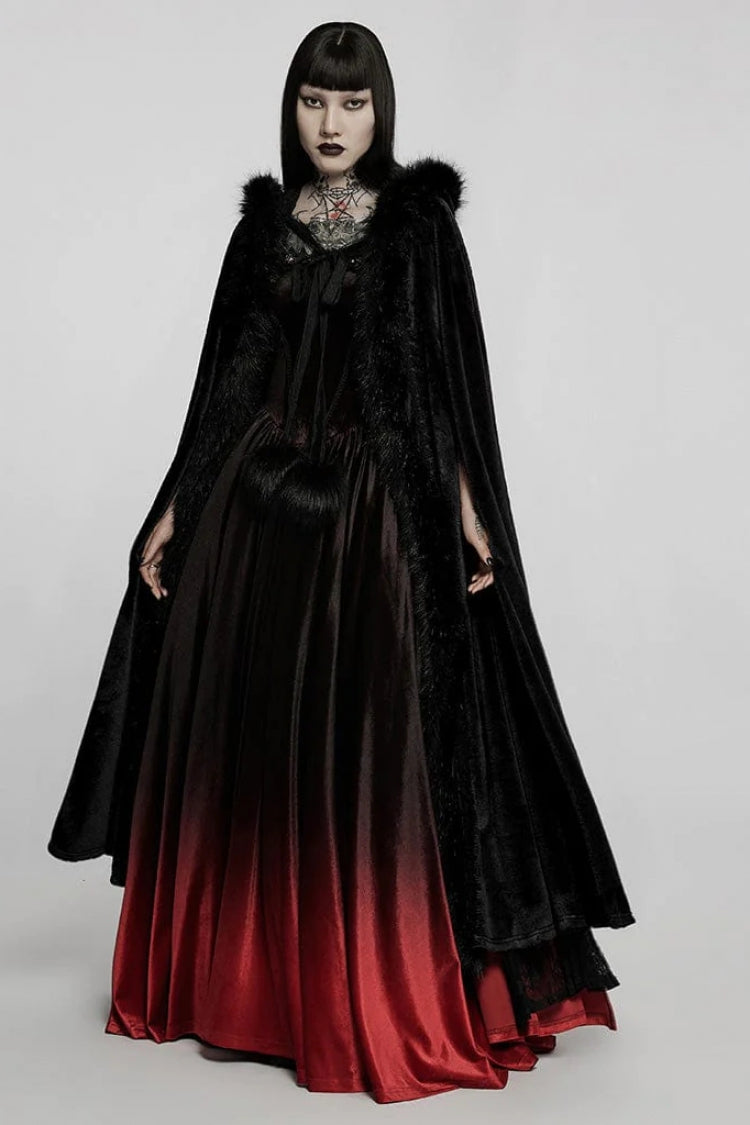 Faux Fur Hooded Warm Womens Gothic Elegant Cloak 2 Colors - Product - 4