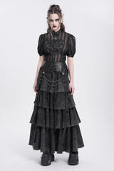 Black Multi-Layered Lace-Up Chain Women's Punk Skirt - Product - 6