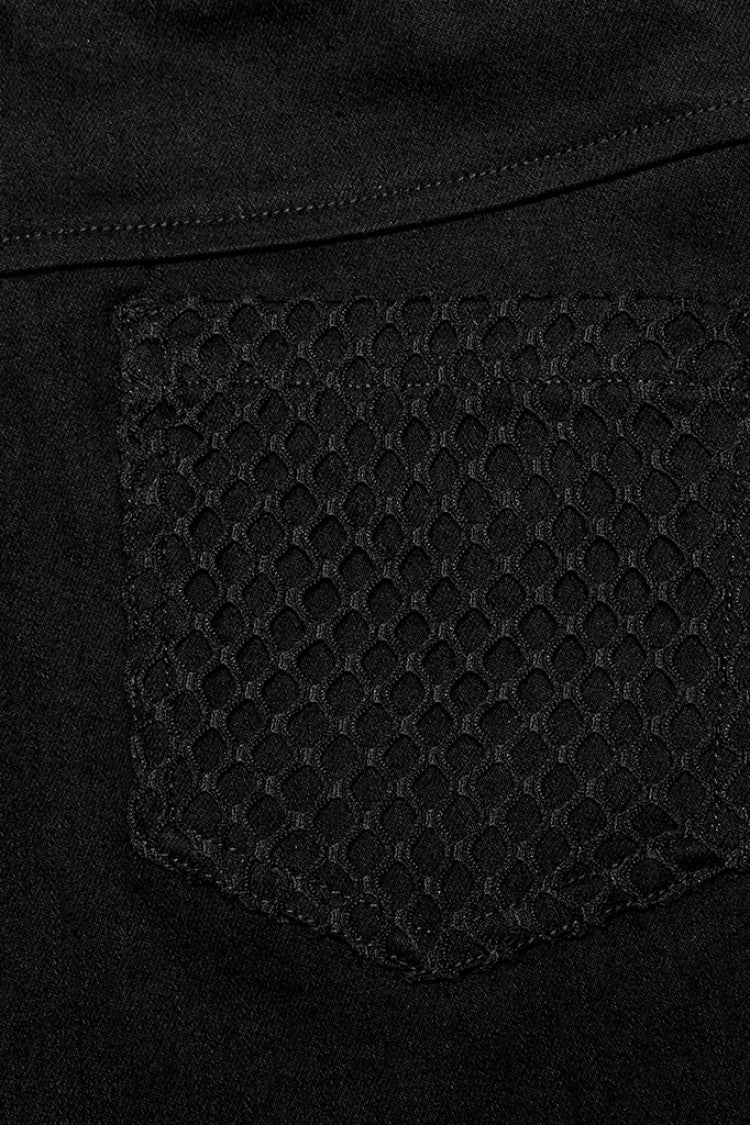 Stitching Slim Mesh Buckles Eyelets Women's Steampunk Leggings 2 Colors - Product - 15