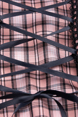 Plaid Print High Waisted Women's Punk Strap Dress 2 Colors - Product - 14