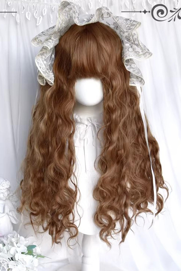 Honey Golden Brown [Castle Girl] Vintage Elegant Lolita Wool Curl Doll Wig - Golden-Brown - 1