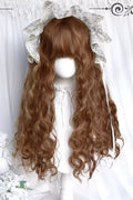 Honey Golden Brown [Castle Girl] Vintage Elegant Lolita Wool Curl Doll Wig front view