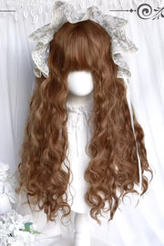 Honey Golden Brown [Castle Girl] Vintage Elegant Lolita Wool Curl Doll Wig front view