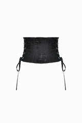 Black Floral Pattern Lace-Up Zippered Women's Gothic Waist Corset - Product - 15