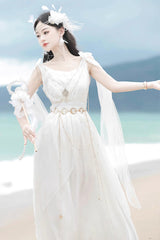 White [Messenger of God] Greek Style Sleeveless Ruffle Elegant Lolita Jsk Dress - Product - 9
