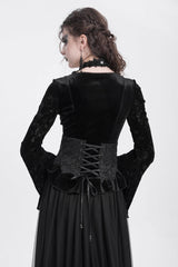 Black Batwing Beaded Lace-Up Zipper Women's Underbust Corset - Product - 10