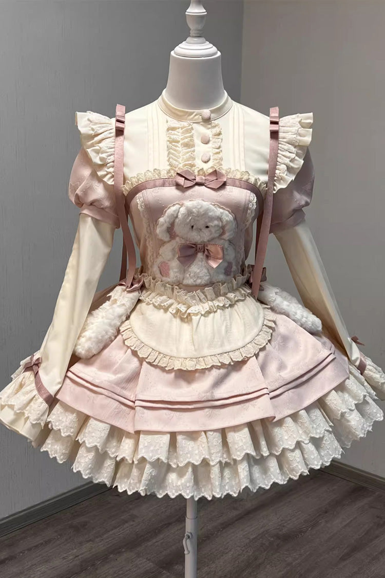 Pink [Rabbit Trap] Short Sleeves Triple-Layered Ruffle Bowknot Sweet Lolita Dress - Product - 4