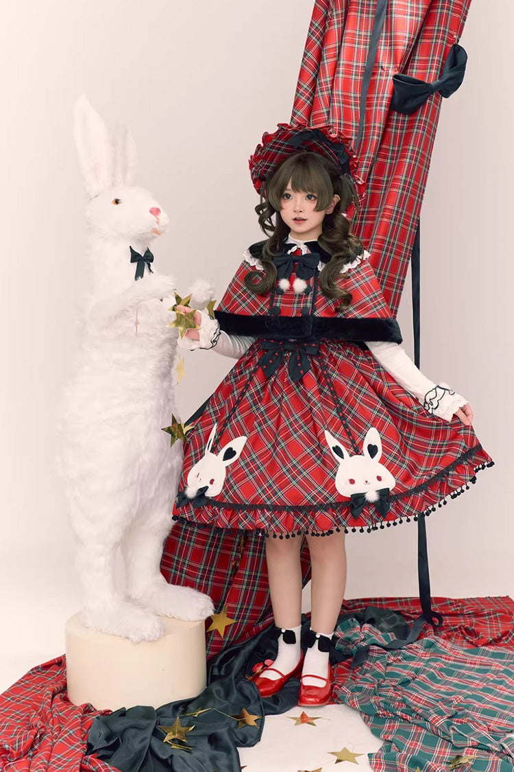 Red [Witch Gargamel] Square Collar Sleeveless Printed Ruffled Bow Lace-Up Gothic Lolita Jsk Dress - Product - 4