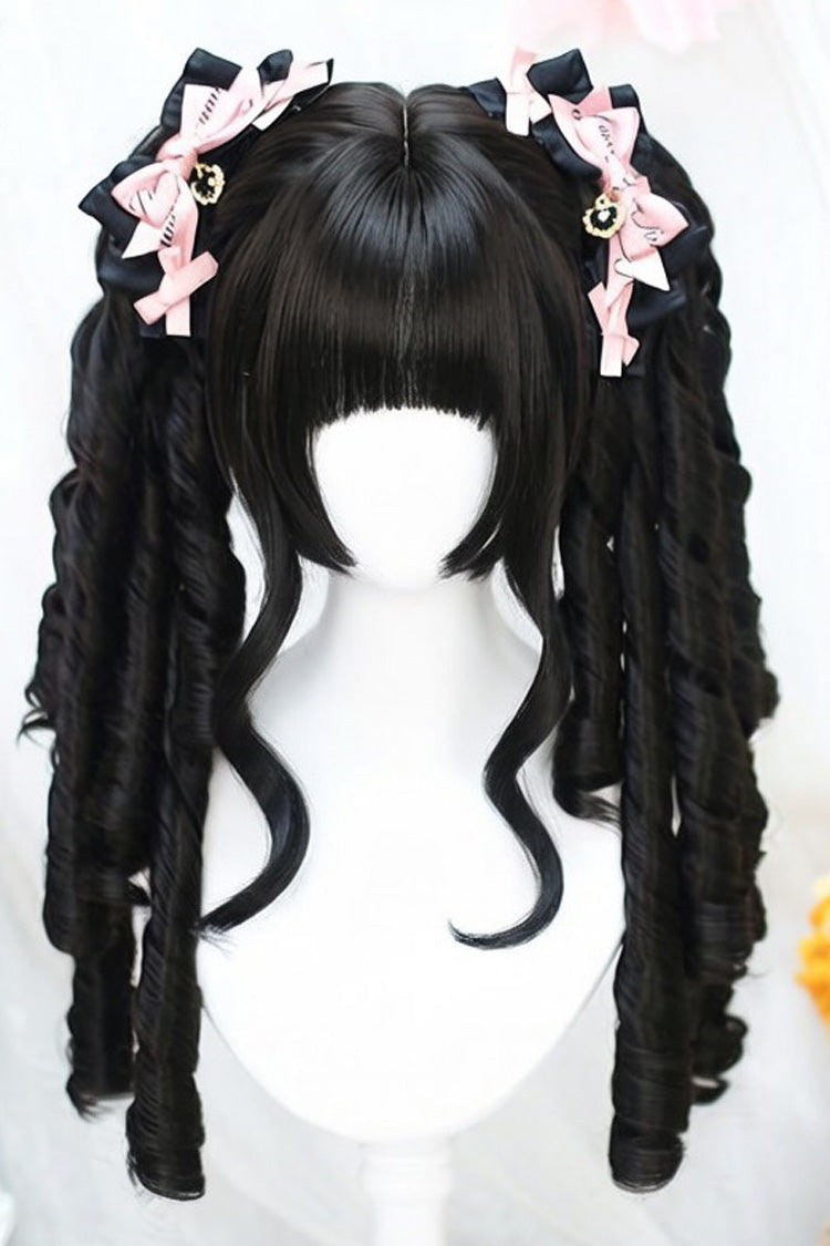 Sweet Lolita Short Roman Curl with Pigtails Wig Set 3 Colors - Black-Tea-Brown - 4
