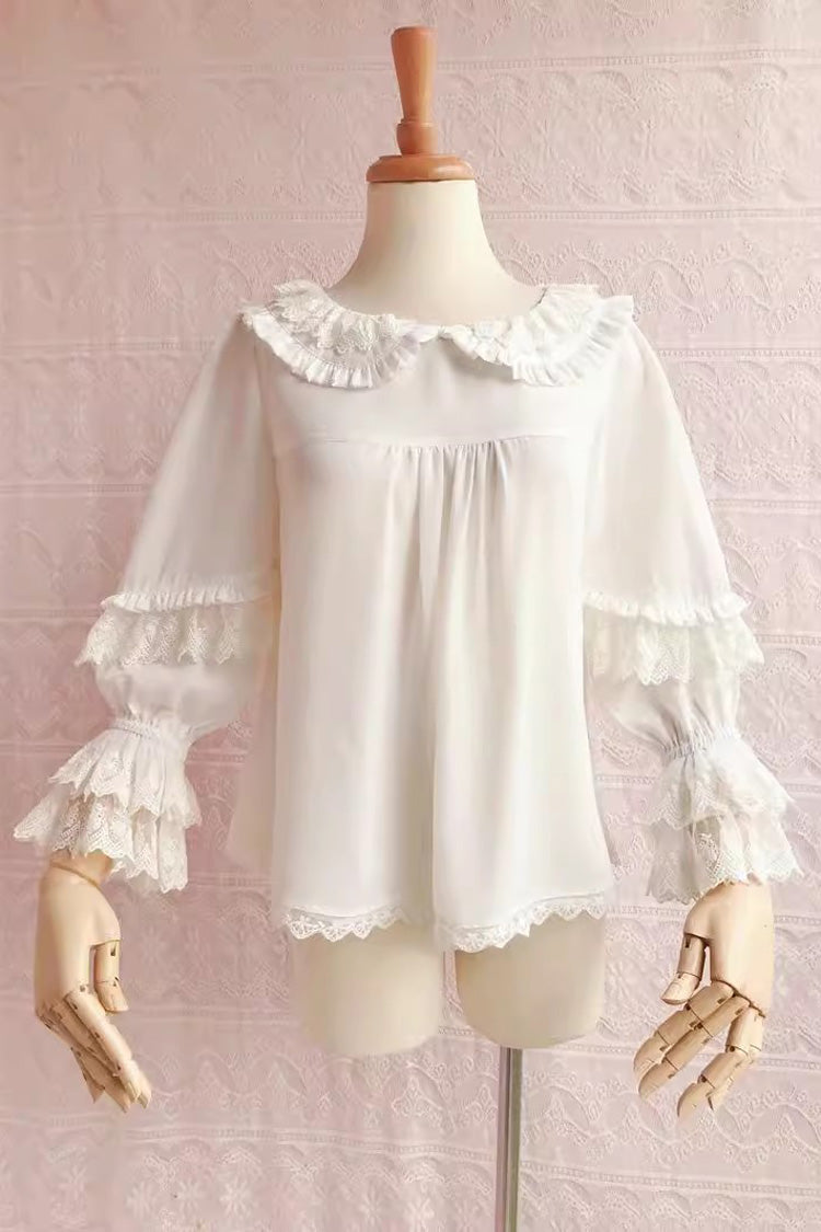 Chiffon Doll Collar Long Sleeves Sweet Lolita Blouse 3 Colors - White - 1