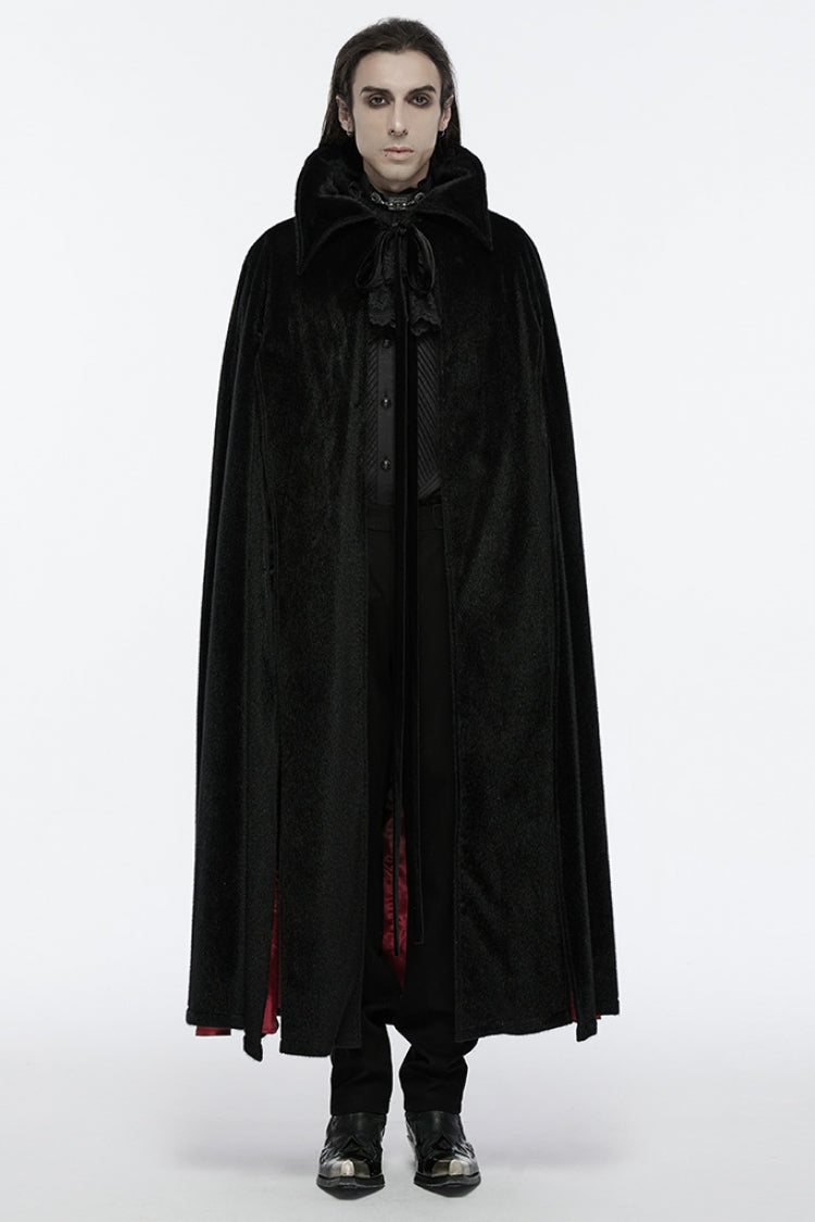 Black/Red Men's Strap Bat Gothic Coat Cloak - Black/Red - 1