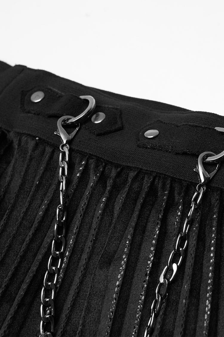 Black/Red Metal Nails Metal Chain Decoration Gradient Women's Steampunk Skirt - Product - 6