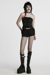 Black Lace-Up Buckle Overbust Women's Punk Corset - Product - 4