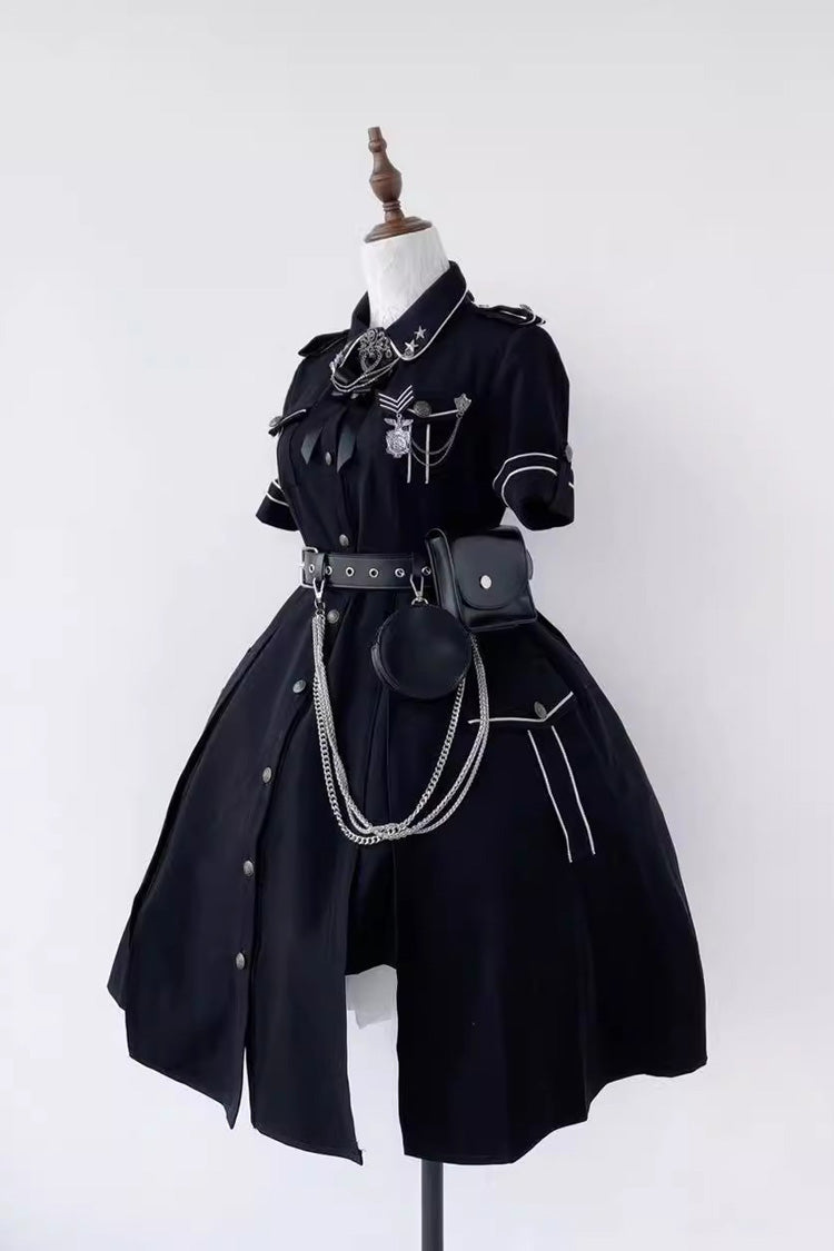 Evil Python 2.0 Short Sleeves Gothic Military Handsome Lolita Dress 3 Colors - Product - 16