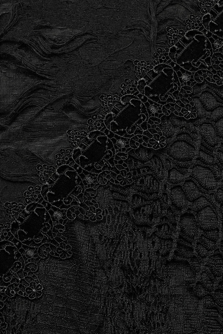Black Stitching Lace Ripped Women's Gothic Skirt - Product - 9