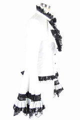 White VintageTrumpet Sleeves Back Bandage Womens Gothic Blouse - Product - 6