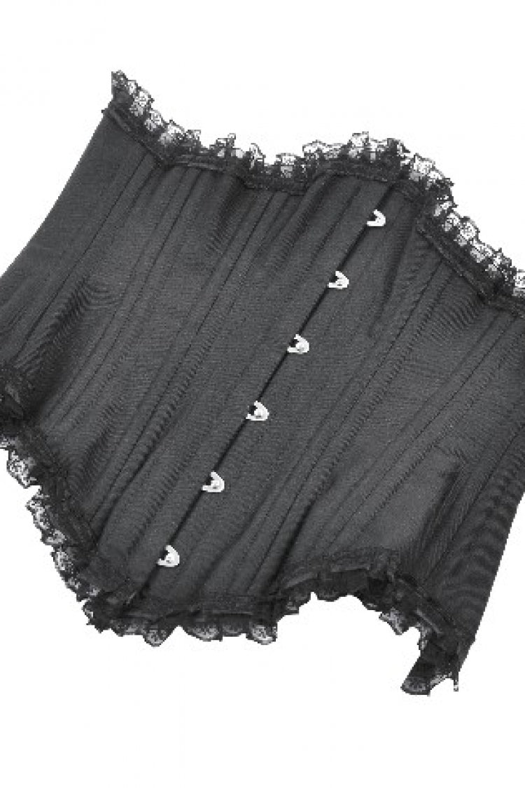 Black Sleeveless Lace Irregular Lace-Up Women's Gothic Underbust Corset - Product - 17