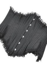 Black Sleeveless Lace Irregular Lace-Up Women's Gothic Underbust Corset - Product - 17