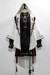 Black/White [Mountain Spirit] Long Sleeves Embroidered Hooded Classic Chinese Inspired Ouji Lolita Shorts Set - Product - 3