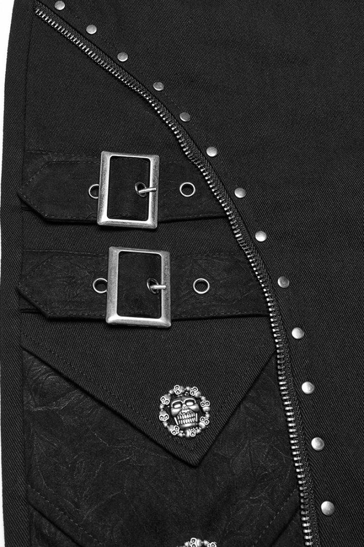Black Buckle Skull Men's Punk Pants - Product - 6