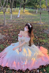 Gradient Pink Gorgeous Bowknot Strawberry Princess Hanayome Sweet Lolita Jsk Dress - Product - 3