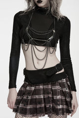 Black Chain-Decorated Women's Punk Luxurious Royal Tassel Body Harness - Product - 8