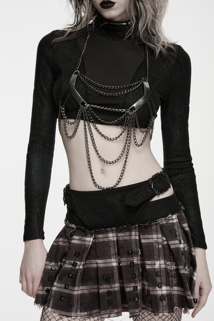 Black Chain-Decorated Women's Punk Luxurious Royal Tassel Body Harness - Product - 8