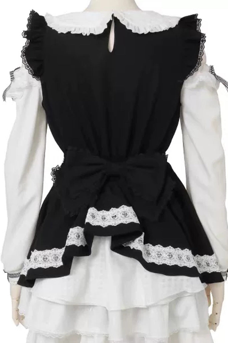 Sweet Off Shoulder Long Sleeves Ruffled Bow Lace Jirai Kei Japanese Dress Shorts Set - Product - 3